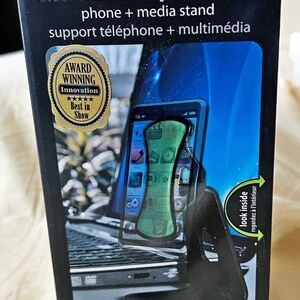 UNIVERSAL PODIUM PHONE & MEDIA STAND, BY CLINGO ALLSOP, STEEL BASE, BALL & SOCKE